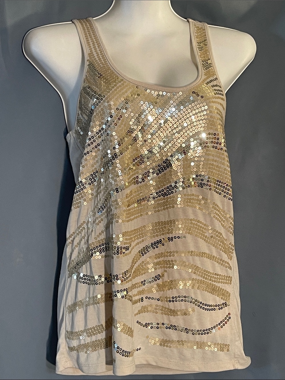 Almost Famous Gold Sequin Scoop Neck Tank